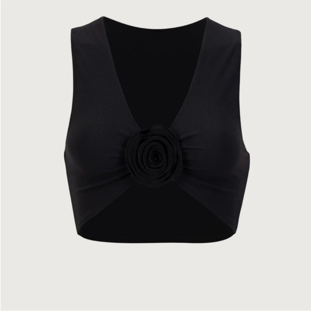 Black Rose Front-Detail Bikini Top - Women